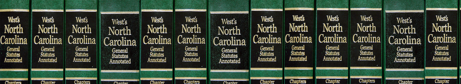 West's North Carolina General Statutes Annotated books on a shelf